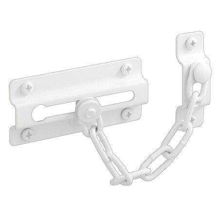 Prime-Line Chain Door Guard, Stamped Steel w/Steel Chain, White Painted  Finish Single Pack U 9852